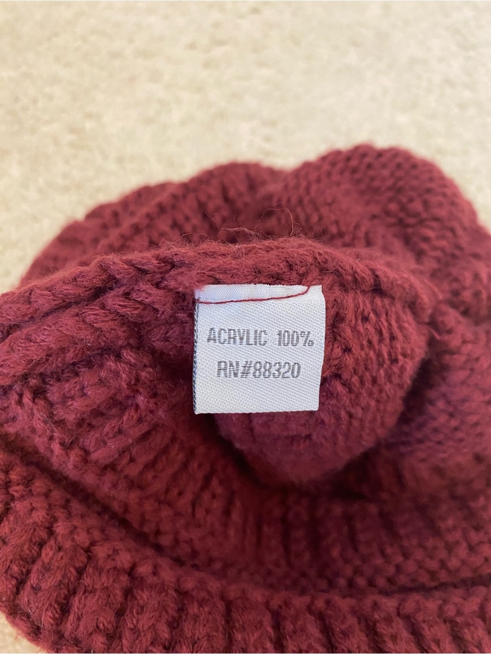 C.C Knit Beanie in Burgundy/Wine Size OS - Picture 5 of 5